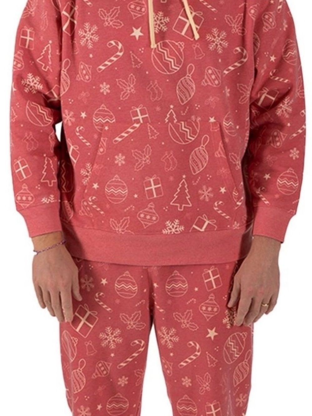 Holiday Print Adult Sweatpants/ Hoodie Set - Red